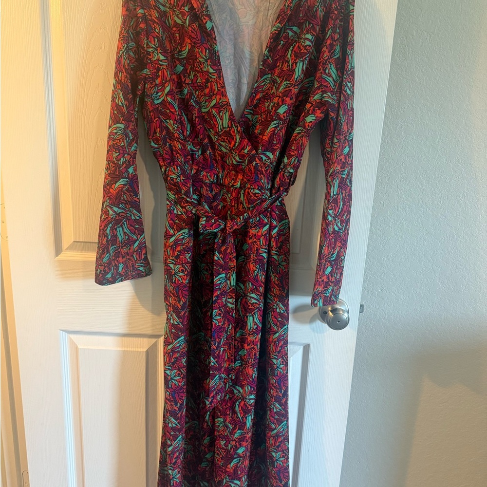 SHEIN Red Bell Sleeve Plunge Jumpsuit